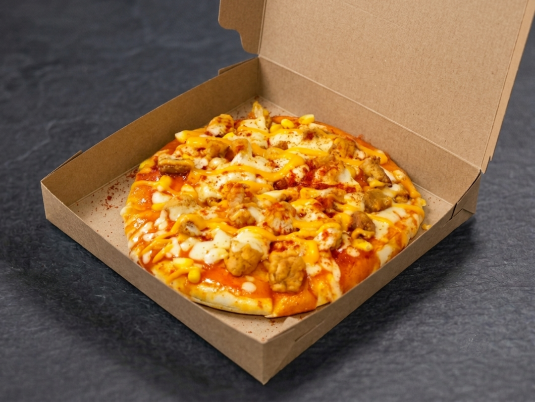 Freshly Baked Crispy Chicken Pizza at Al-Taiba